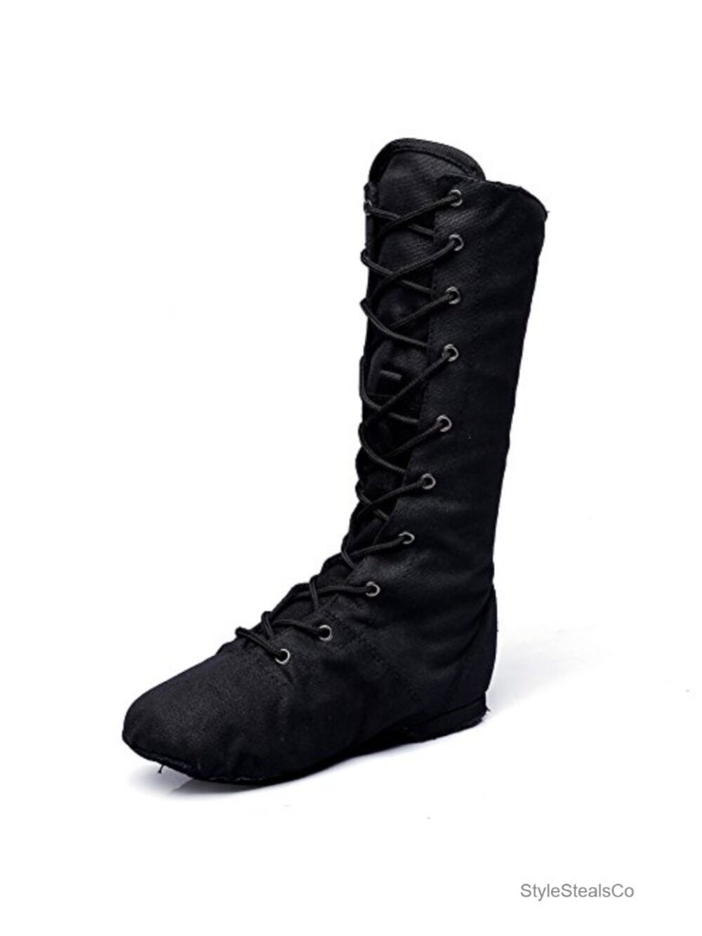 High Top Jazz Dance Sneakers Canvas Dance Boots Lace Up Anti Slip Suede Sole